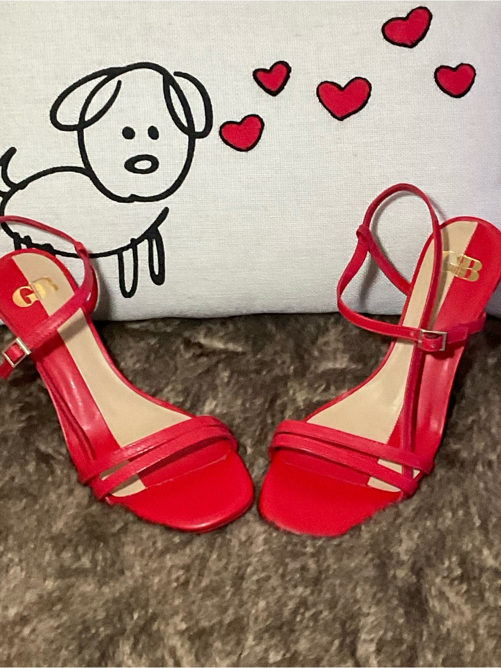 Red Strappy Ankle-Heel Sandals - Women
